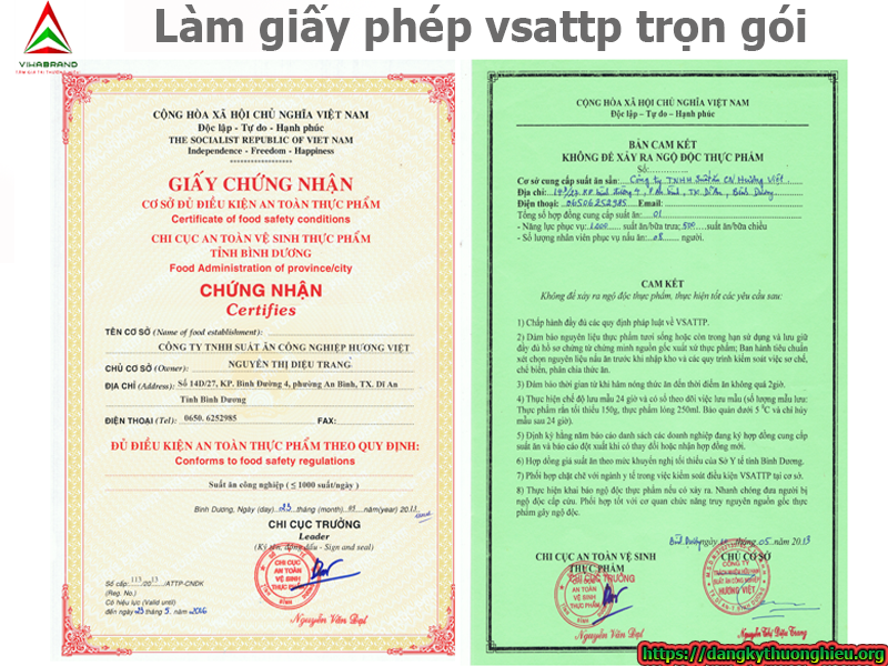 Dịch vụ làm giấy phép VSATTP trọn gói, nhanh chóng, uy tín