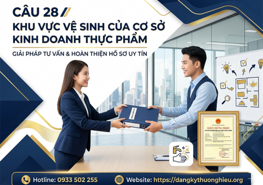 Câu 28 khu vực vệ sinh của cơ sở kinh doanh thực phẩm