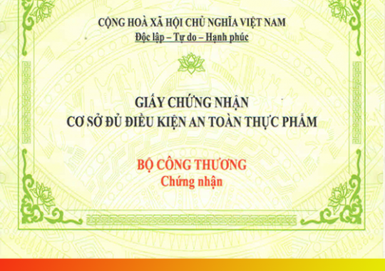 HỒ SƠ XIN GIẤY VỆ SINH AN TOÀN THỰC PHẨM